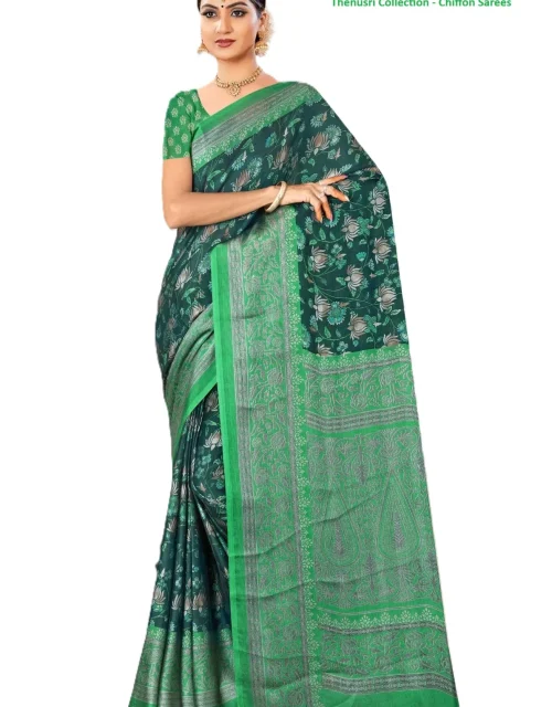 Chiffon Hit Design Saree - Bottle Green