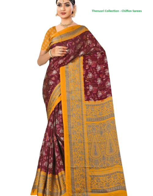 Chiffon Hit Design Saree - Brown