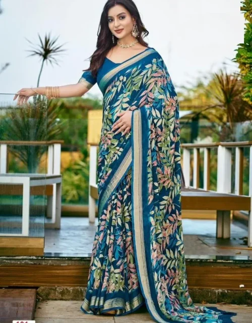 amazing moss viscose saree - Lapis Blue