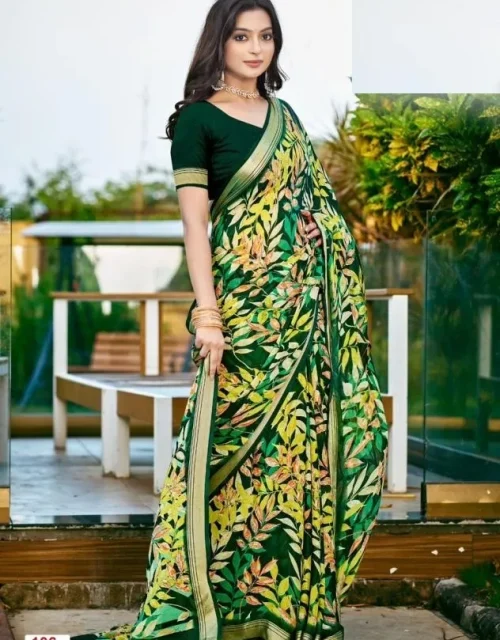 amazing moss viscose saree - Dark Green