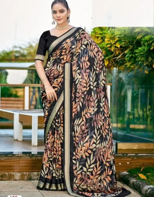 amazing moss viscose saree -  Black