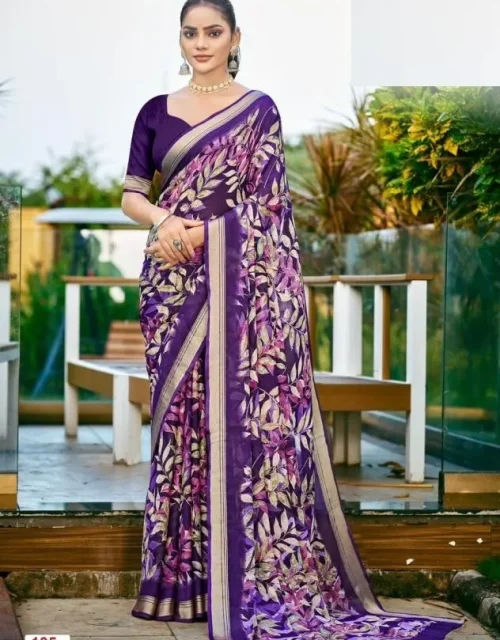 amazing moss viscose saree -  Cadbury Purple