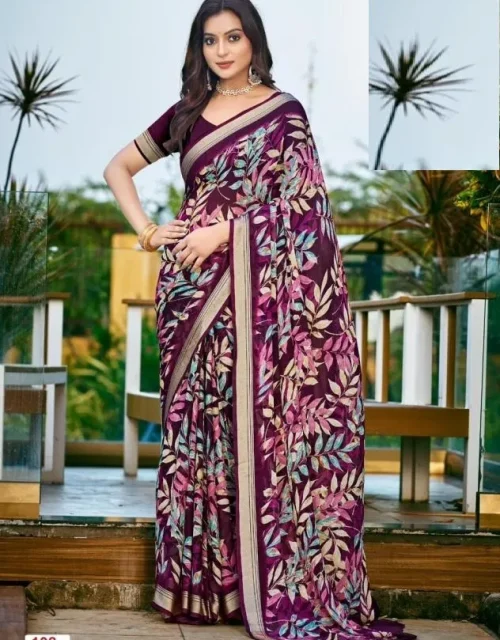 amazing moss viscose saree -  Plum