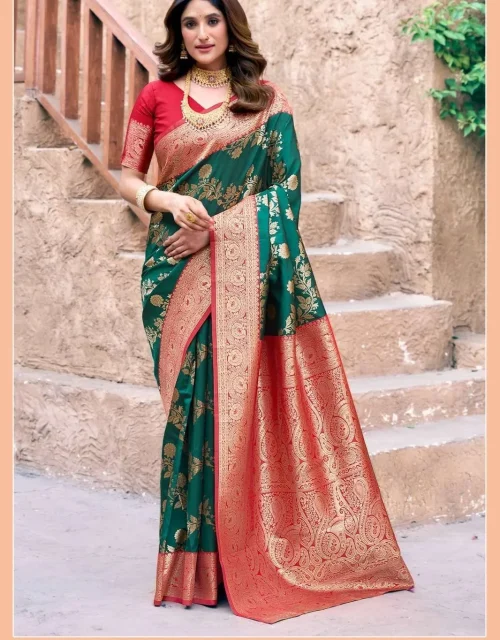 Fancy Silk Saree - Bottle Green