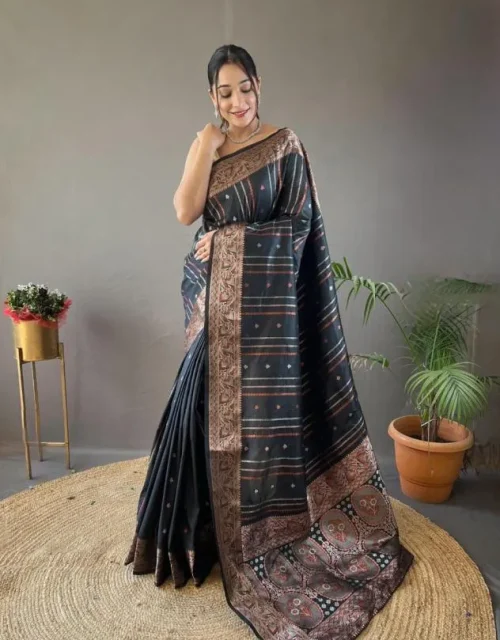luxurious silk sarees - Navy Blue