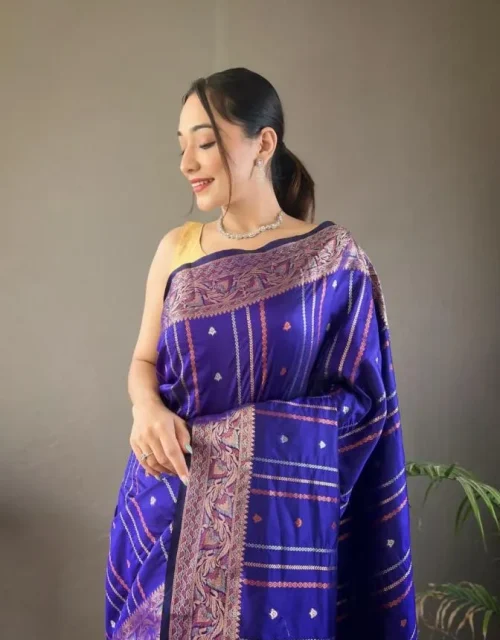 luxurious silk sarees - Cadbury Blue