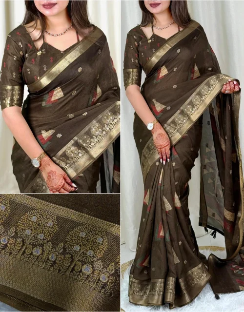 moss elegance saree - Umber Brown