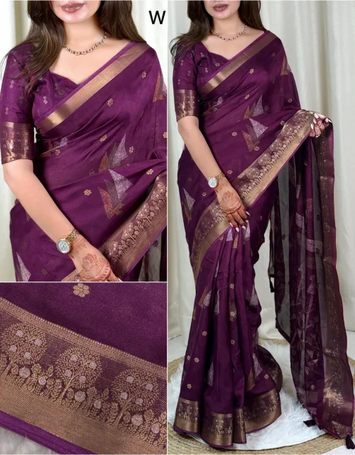 moss elegance saree - Fig Purple