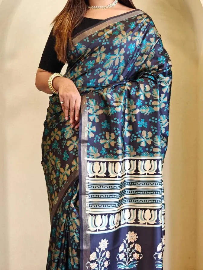 Dola viscose stylish look saree - Indigo
