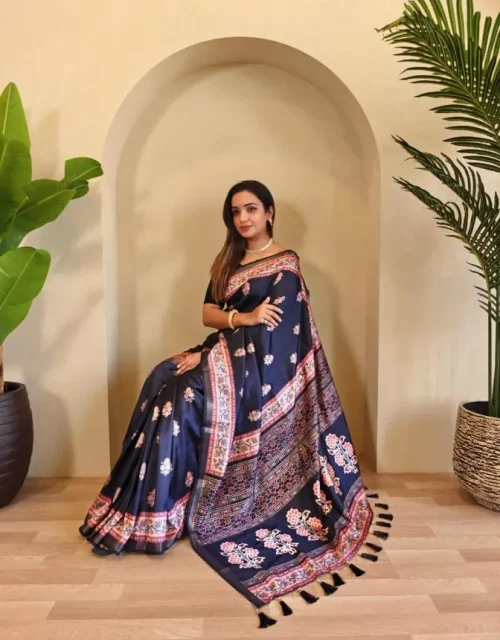 Dola viscose stylish look saree - French Navy Blue