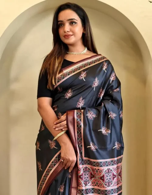 Dola viscose stylish look saree - Denim Blue