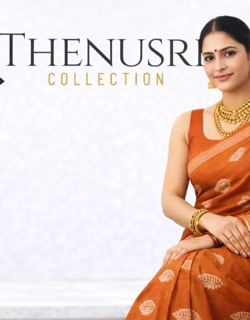 Linen Cotton Saree - Orange