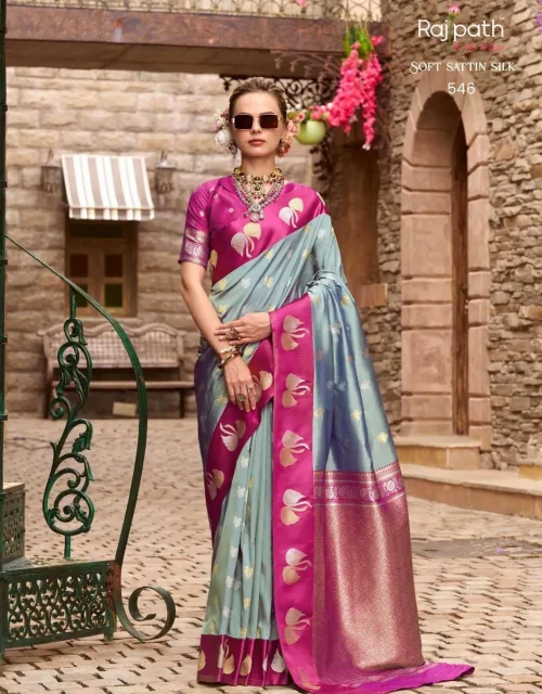 Exclusive designer soft satin saree