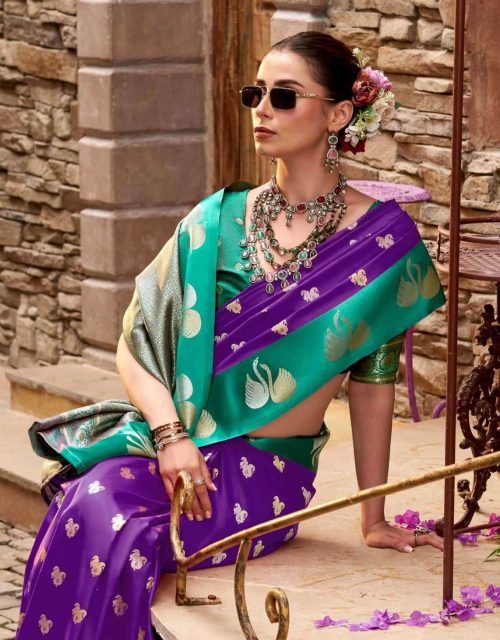 Exclusive designer Soft Satin Saree - Purple