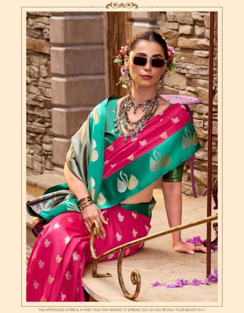 Exclusive designer Soft Satin Saree - Red-Violet