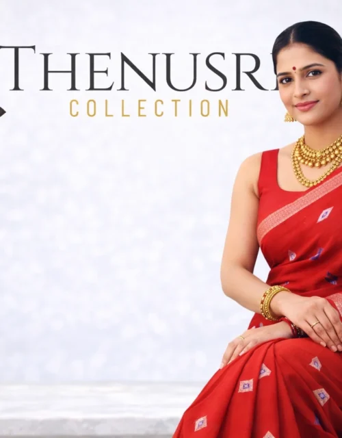 Linen Cotton Saree - Red