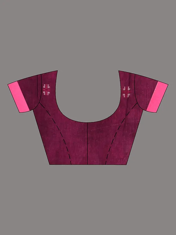 Bengal Pure Cotton Saree with blouse piece - Dark Green - Image 5