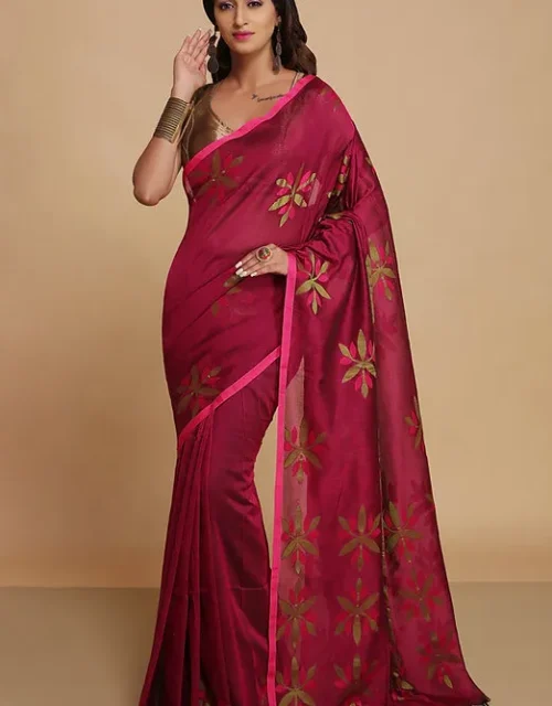 Elegant Women's Pure Cotton Handloom Saree with Blouse Piece-Maroon