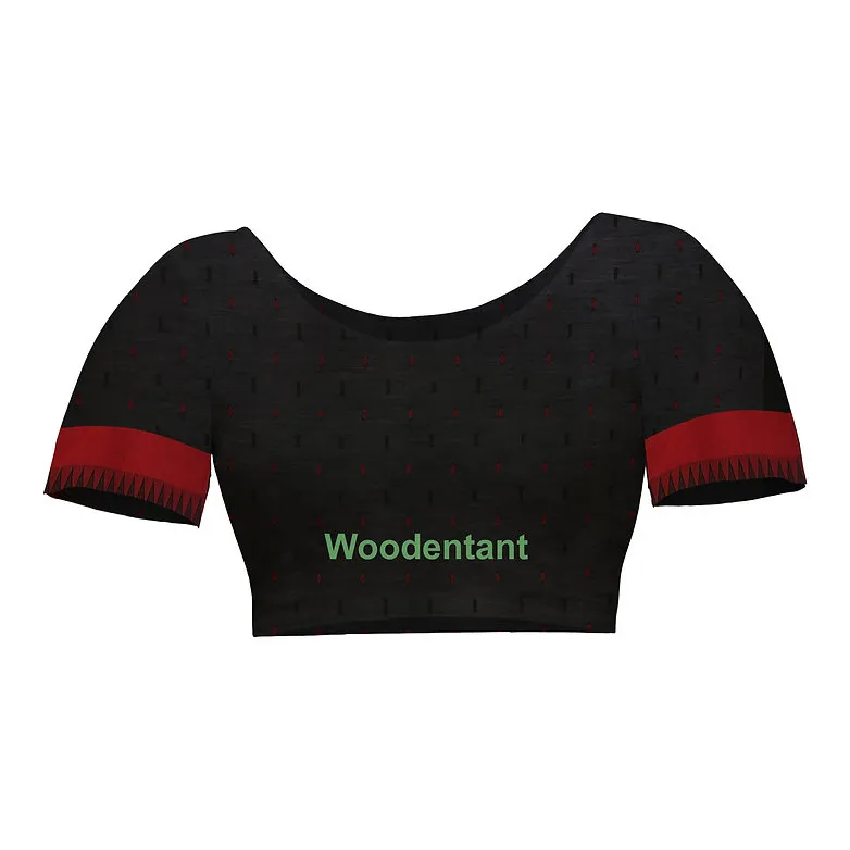 Silk Cotton Saree with Blouse Piece - Yellow & Black - Image 3