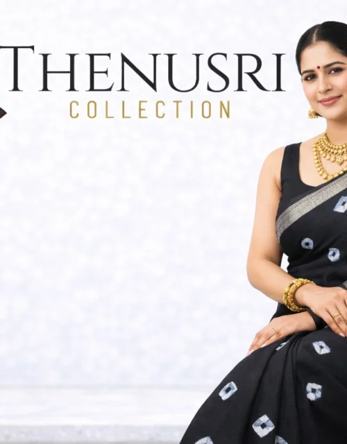 Linen Cotton Saree - Black