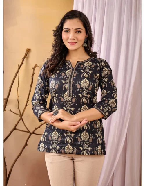 Black Printed Straight Tunic