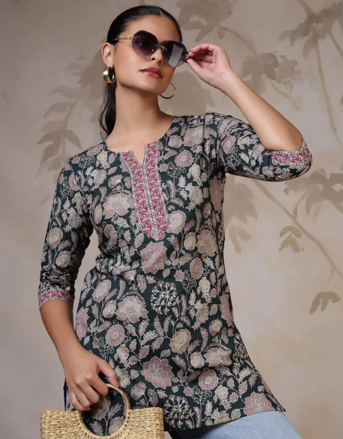 Green Printed Straight Tunic