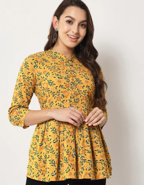 Cotton Printed Flared Top