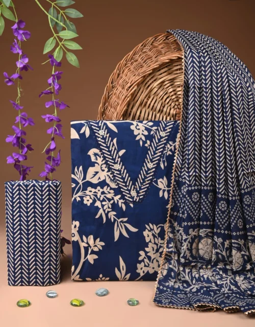 Cotton suits with gota patti work - Indigo Blue