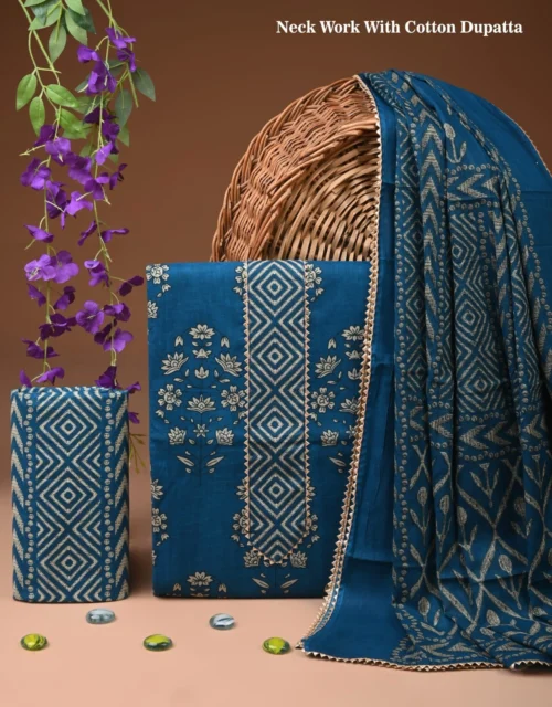 Cotton suits with gota patti work - Dark Blue