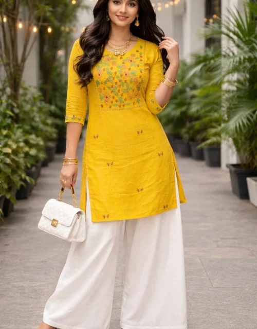 Cotton Slub Embroidery Work Cord Set