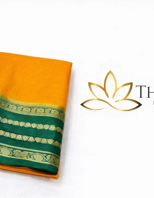 Mysore Creape Silk Bentex Border - Orange