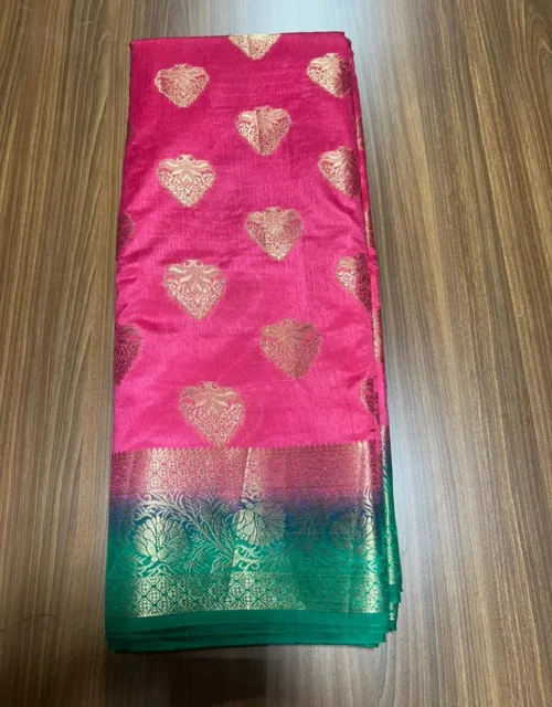 Semi Tusser Silk Saree with Blouse - Pink