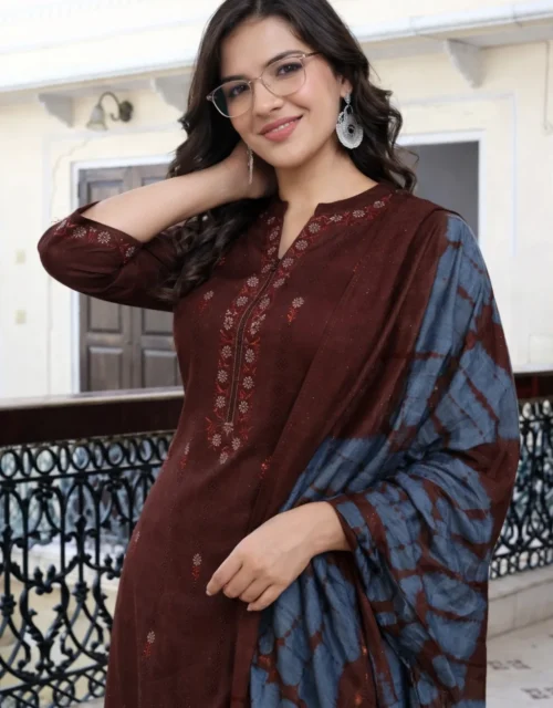 Rayon Salwar Kameez - Wine Colour