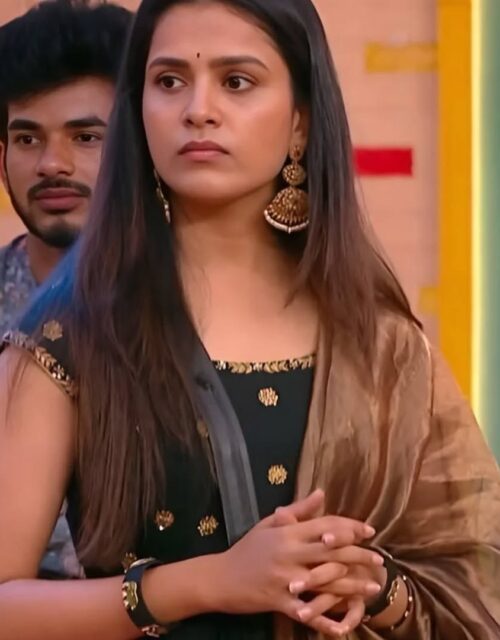 Tanuja Style Maggam Work Gown with Tissue Dupatta - Black