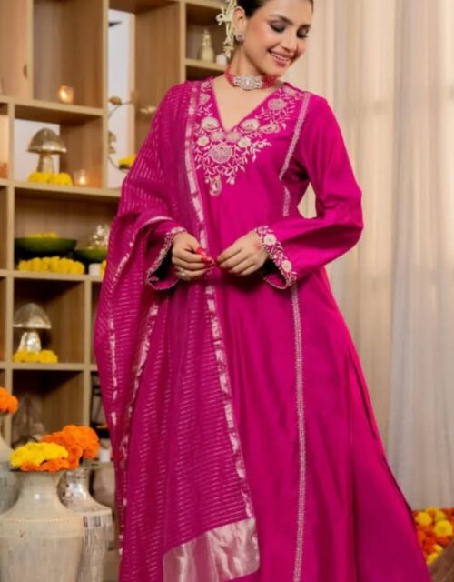 Satori Silk Kurta – Magenta