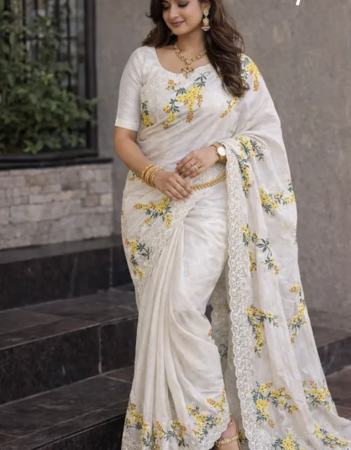 Embroidery Tusser Cotton - Half-White