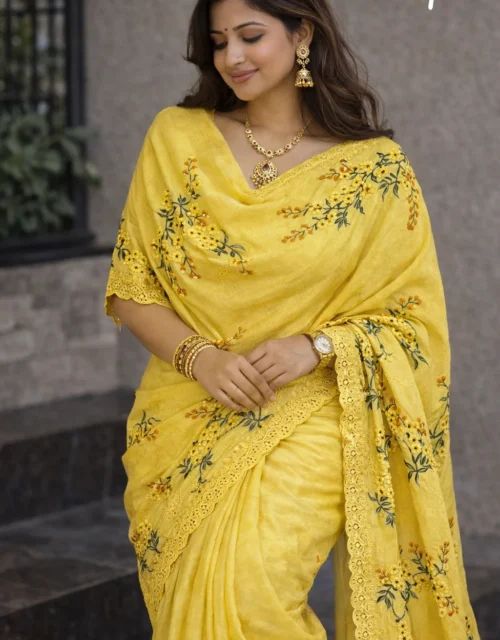 Embroidery Tusser Cotton - Yellow