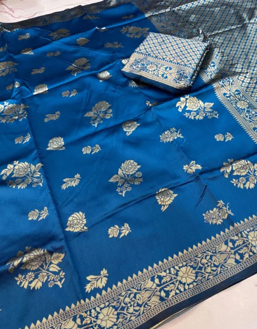 Royal Peacock Blue Banarasi-Inspired  Zari Weave Saree