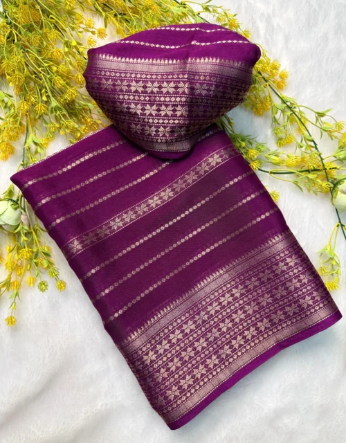 Premium Creap Silk Saree - Deep Purple