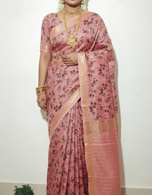 Kota Staple Semi Silk Saree - Muted Pink