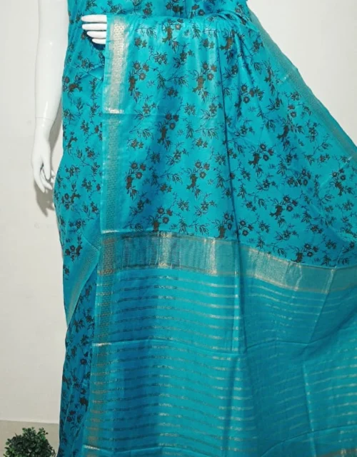 Kota Staple Semi Silk Saree - Turquoise Blue