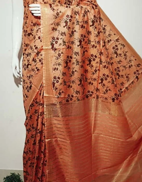 Kota Staple Semi Silk Saree - Peach