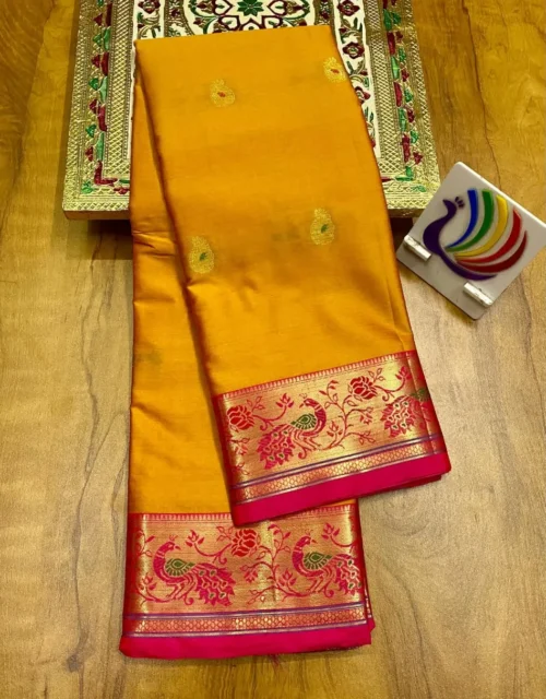 Muskan Brocade Soft Silk Paithani Saree - Orange