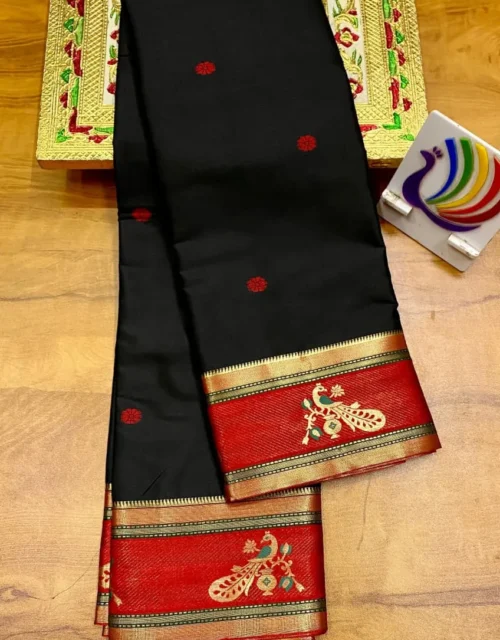 Muskan Brocade Soft Silk Paithani Saree - Black