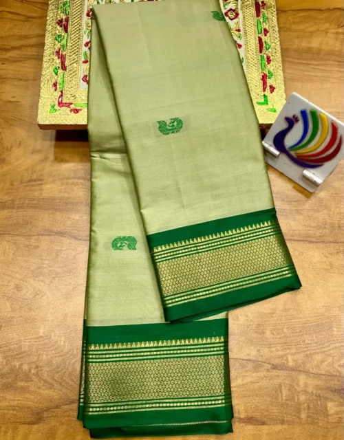 Soft Silk Kadiyal Paithani - Pistachio Green