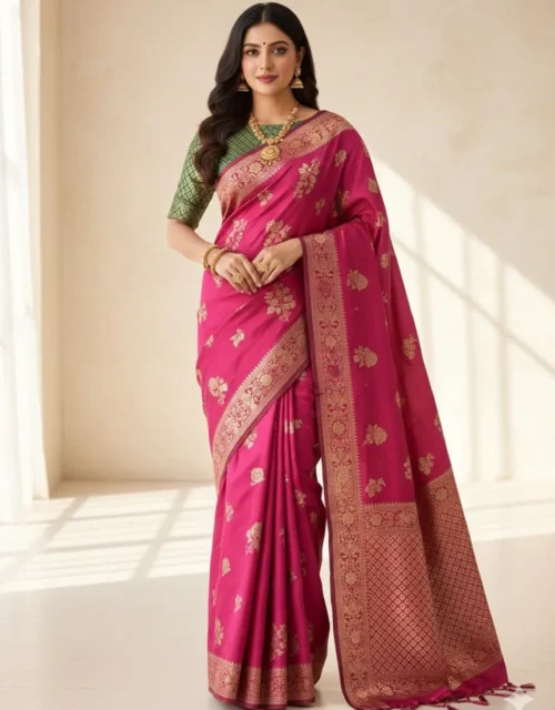 Royal Magenta Banarasi-Inspired Zari Work Saree