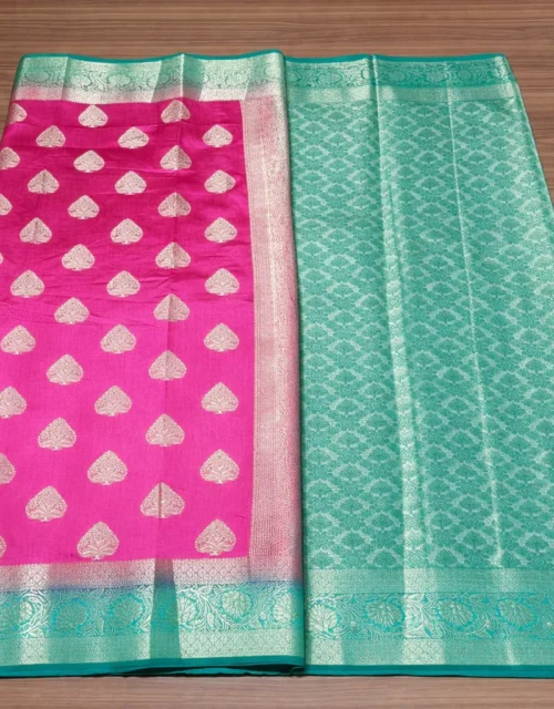 Semi Tussar Silk Sarees with Blouse - Pink