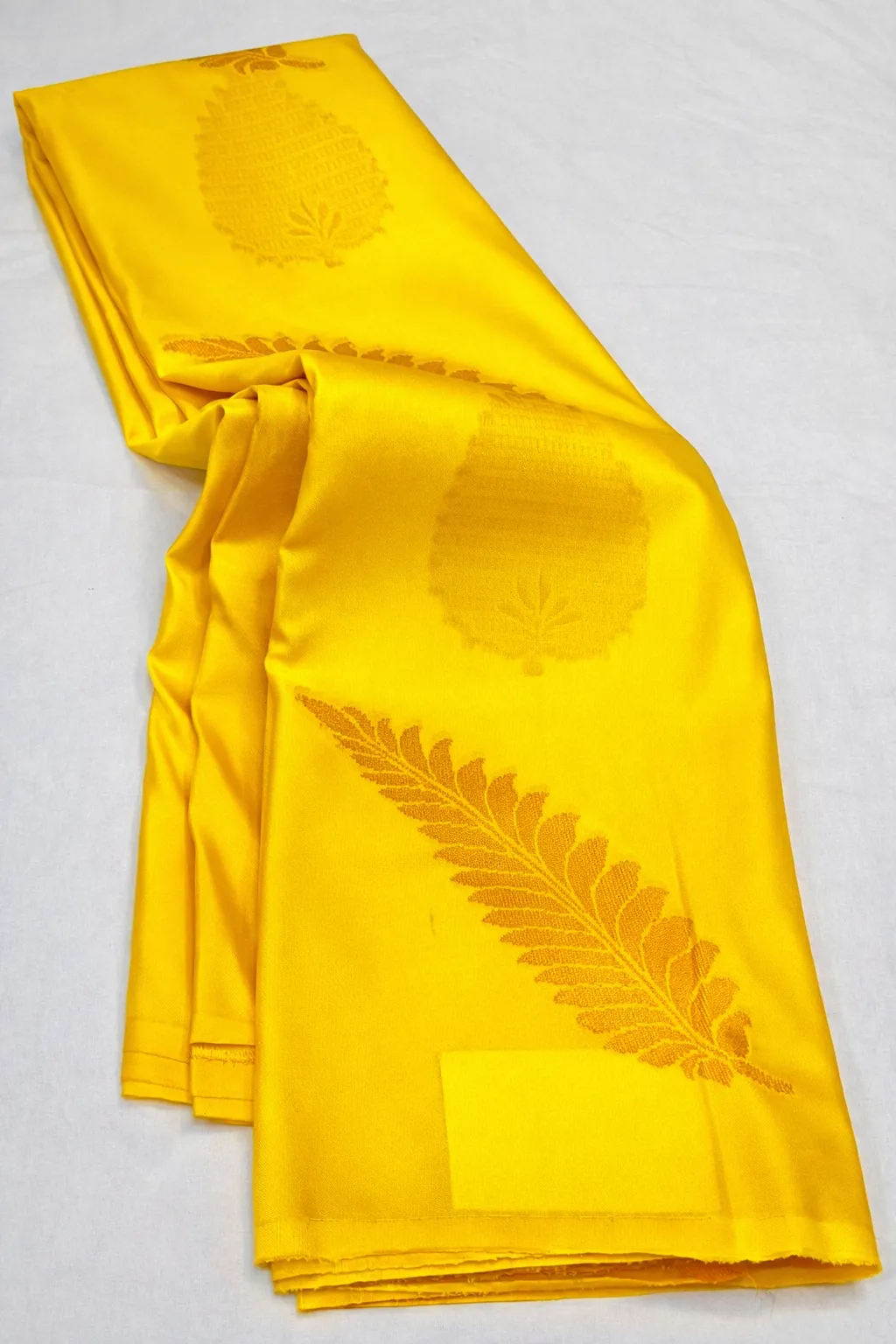 Lime Yellow Semi Silk Saree with Rich Gold Zari Pallu & Blouse