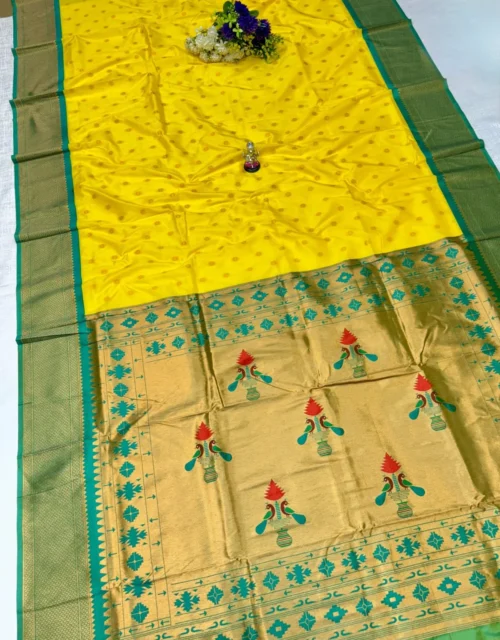 Kalanjali Paithani Saree - Bright Yellow