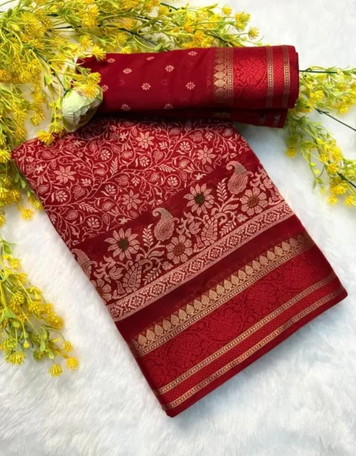 Fancy Marshmallow Georgette Saree - Rani Pink